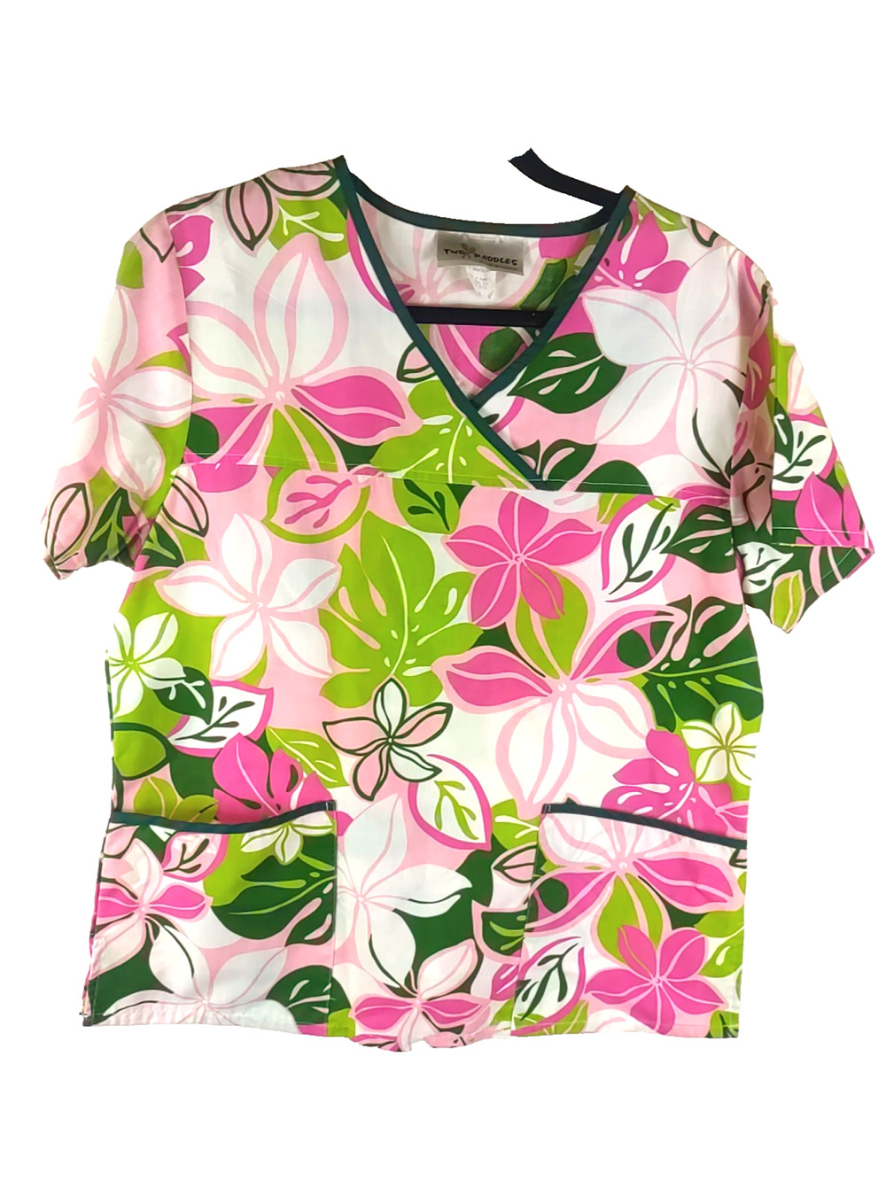 Two Paddles Women's Scrub Short Size Medium Made In Hawaii Pink Red Green
